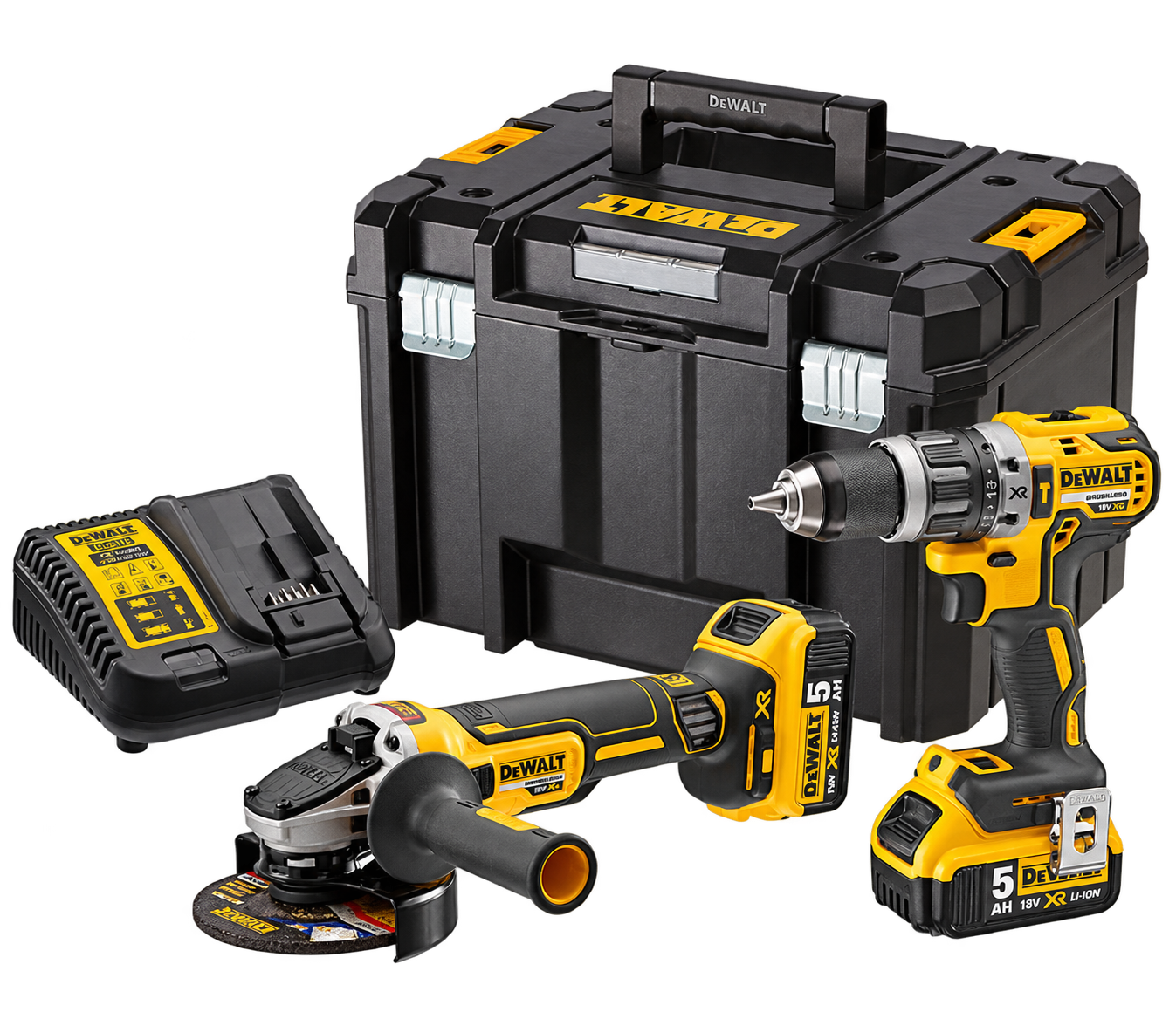 DEWALT KIT TALADRO PERCUTOR XR 18V + DCG405 AMOLADORA